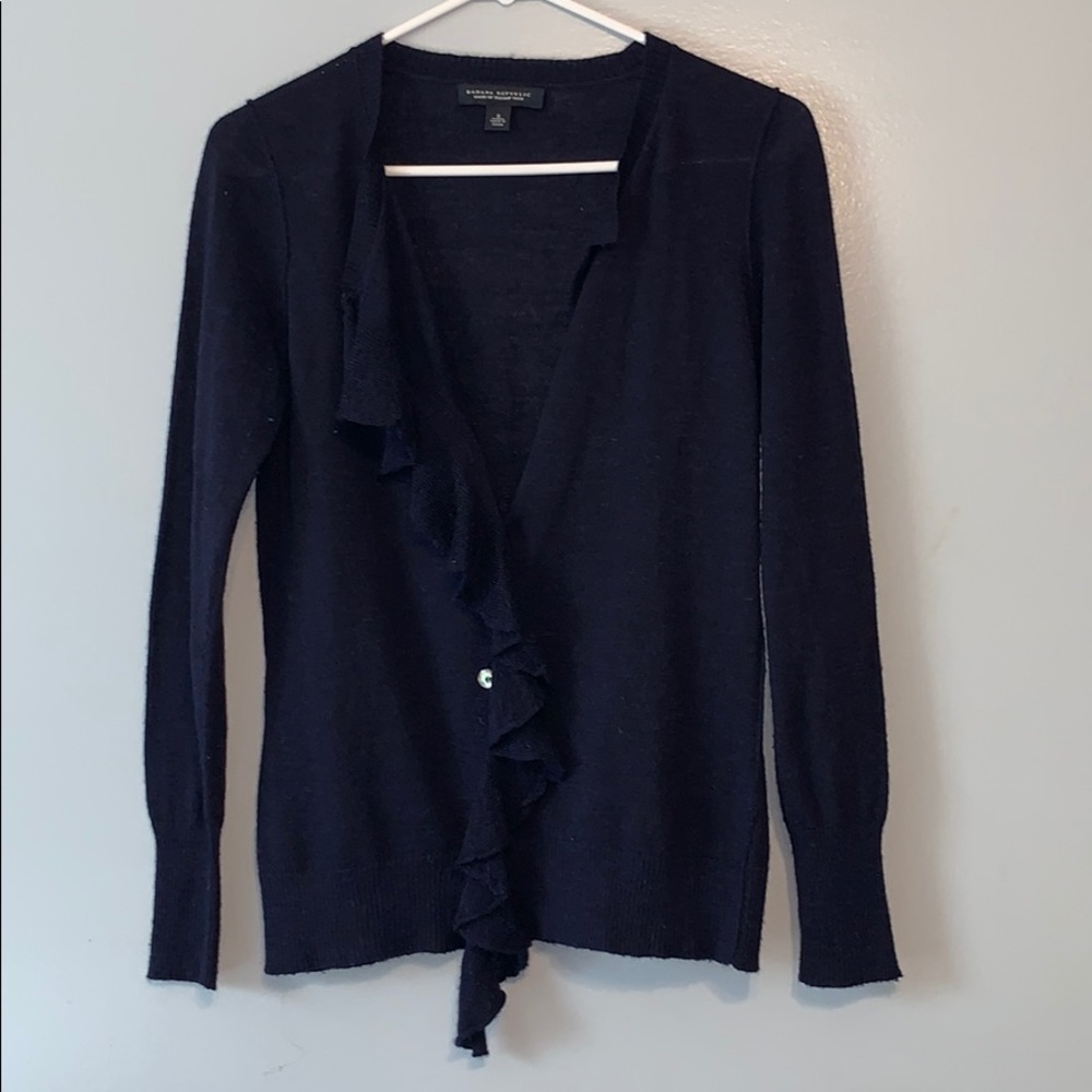 BR Italian Yarn Navy Blue Cardigan Size Small